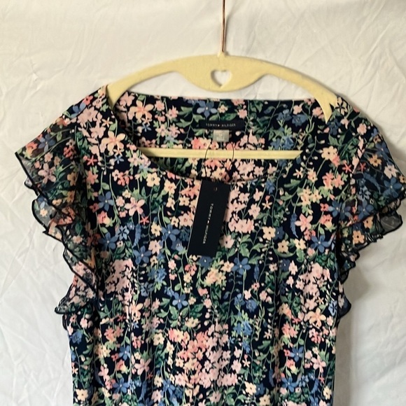 Tommy Hilfiger: Navy Blue/Pink Flower Dress- ruffles- 10 - Picture 5 of 16